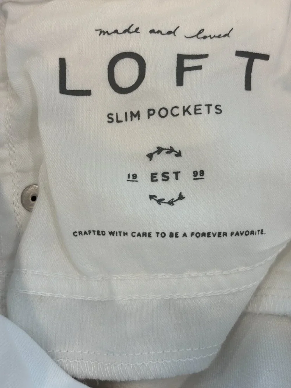 LOFT White Skinny Jeans Frayed Hem 30/10 NWT - Picture 5 of 6